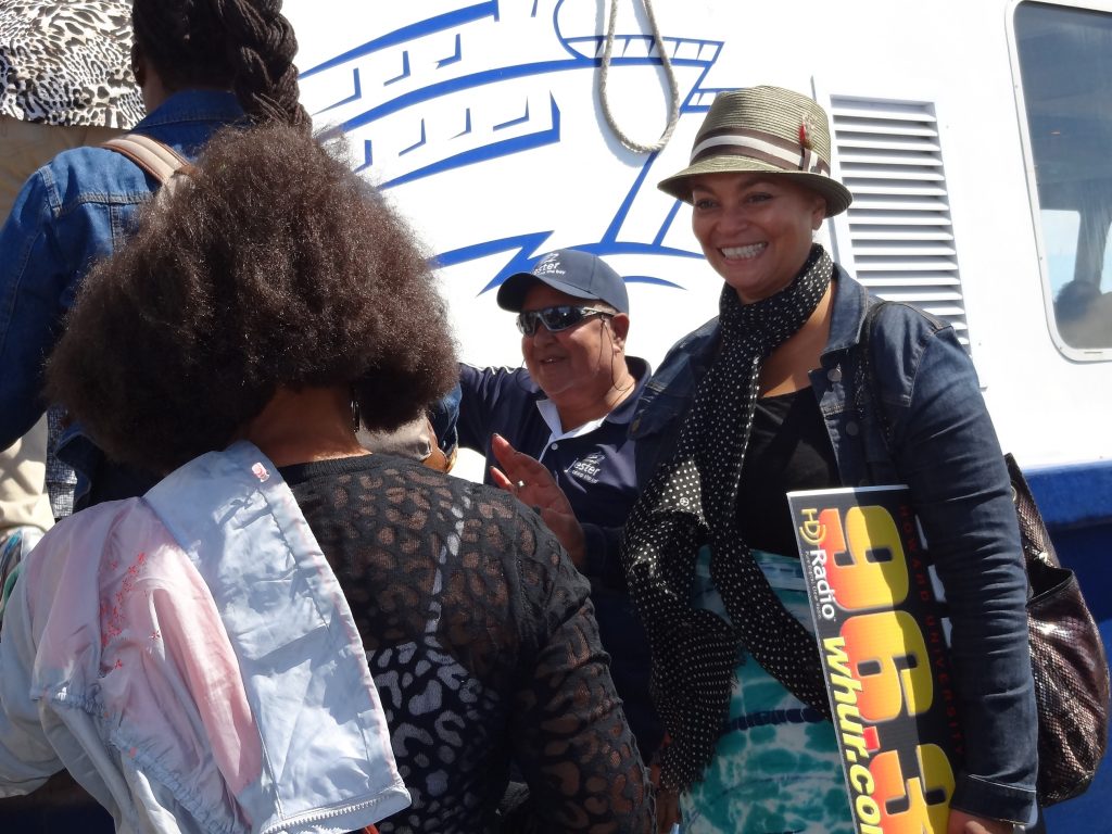 Ja'Vonne welcomes group onboard Robben Island ferry