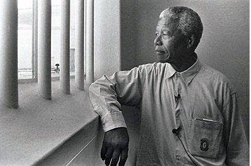 Nelson Mandela in his cell